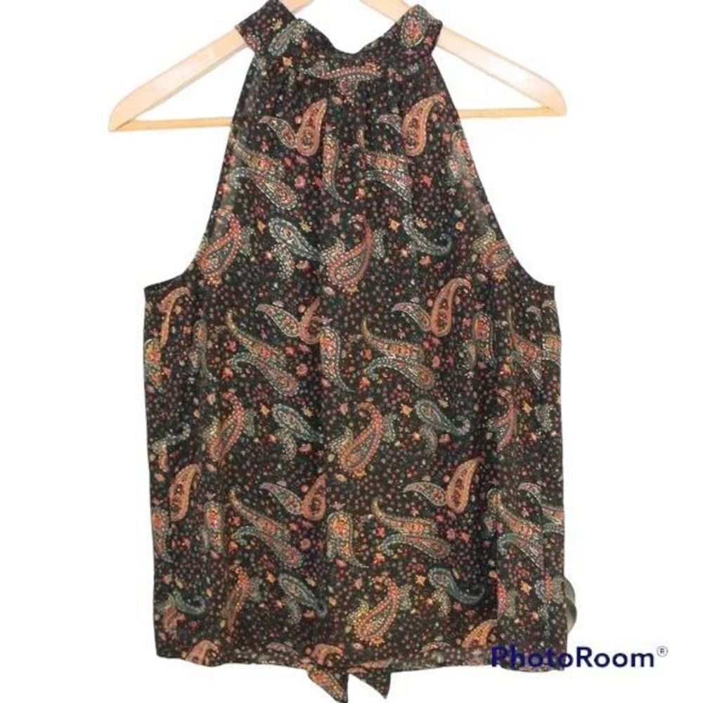 ✨J.Crew Factory Paisley Sleeveless Tie-Neck Halter Blouse✨ - Picture 6 of 8